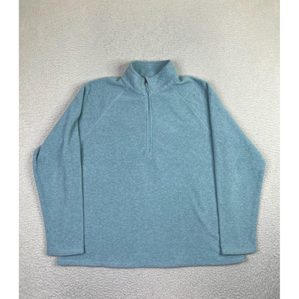 Eddie Bauer Womens XL Teal Blue Fleece Quarter Zip Mock Neck Pullover 14698